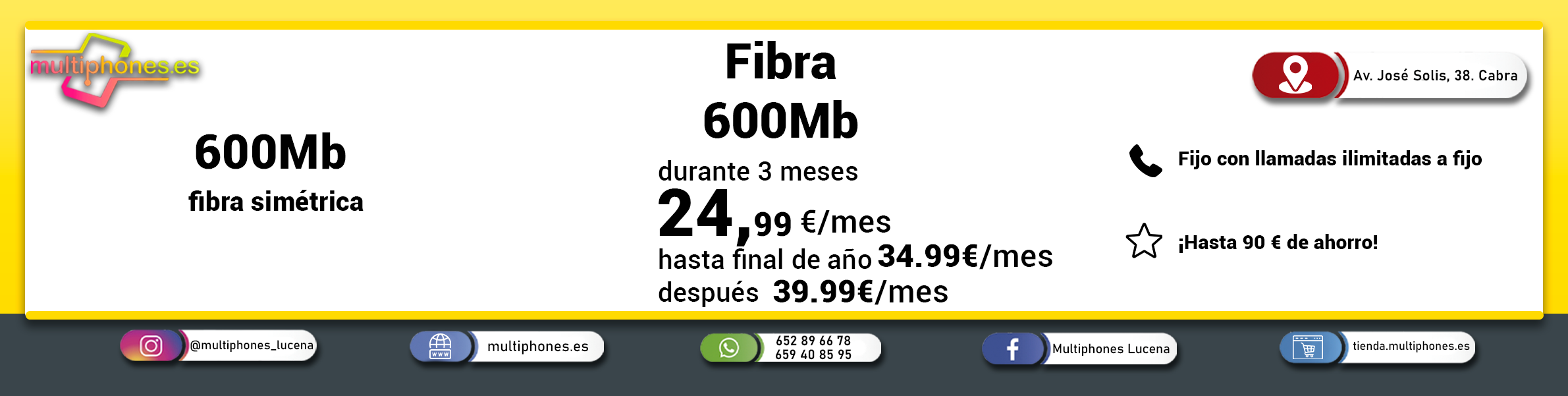 MASMOVIL – FIBRA 600Mb Y FIJO  con llamadas ilimitadas de fijo a fijo.