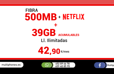 PEPEPHONE – FIBRA 500MB + 39GB + NETFLIX
