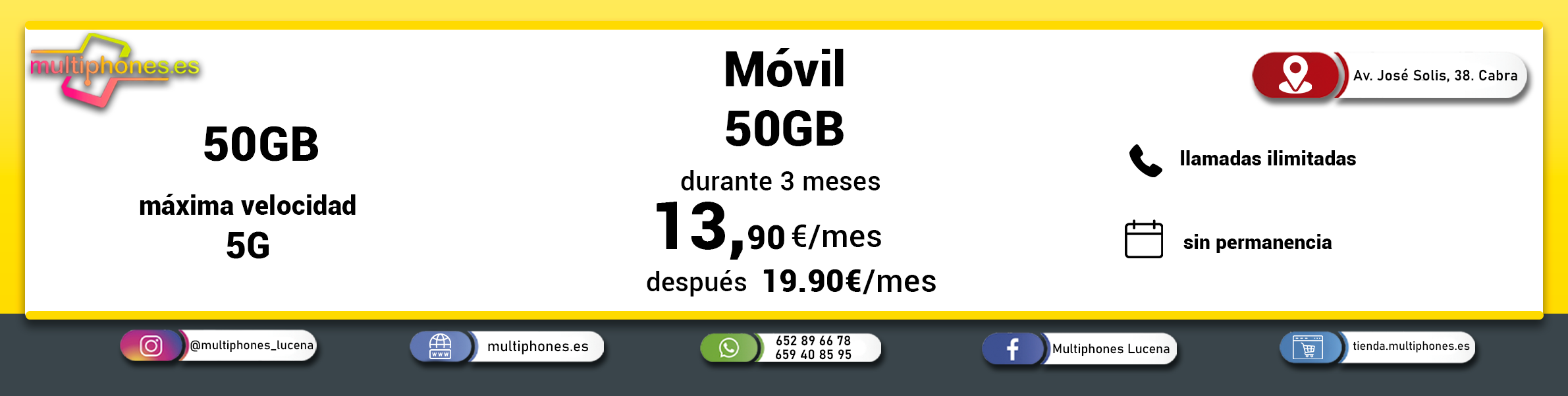 MASMOVIL – MÓVIL 50GB y llamadas ilimitadas.